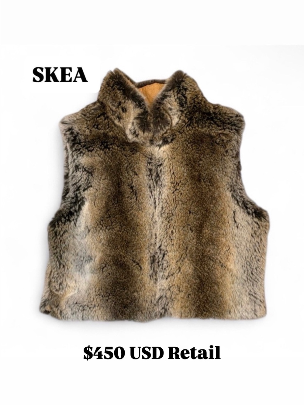 🆕 SKEA Luxury Faux Fur Reversible Ski Vest $450 USD Retail
